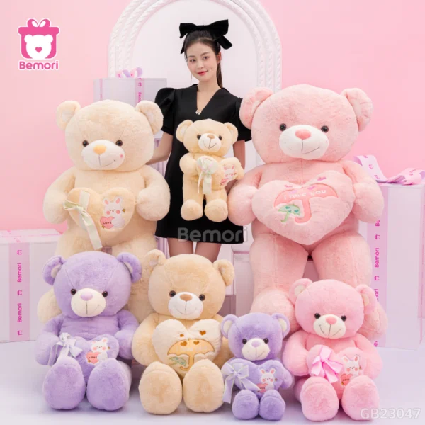 Gấu Bông Teddy Ôm Tim Thỏ