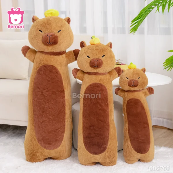 Gối Ôm Gấu Bông Capybara Đội Cam