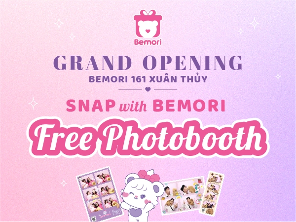 Grand Opening Bemori 161 Xuân Thủy – Capybara 1K, Sale 30%, Chụp Ảnh Photobooth Miễn Phí