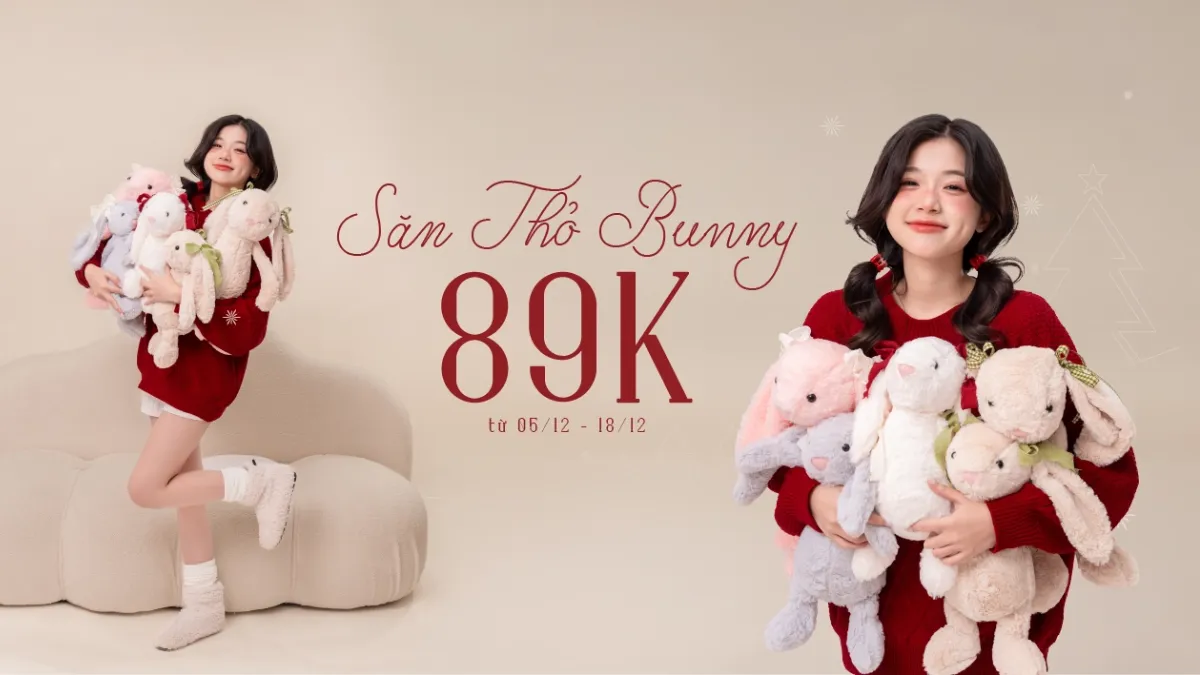 Thỏ Bunny Tai Dài 89K - Bestie Ngọt Ngào Của Mùa Giáng Sinh