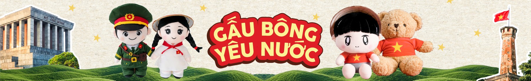 Gấu Bông Yêu Nước Chú Bộ Đội, Chiến Sĩ, Cô Gái Việt Nam