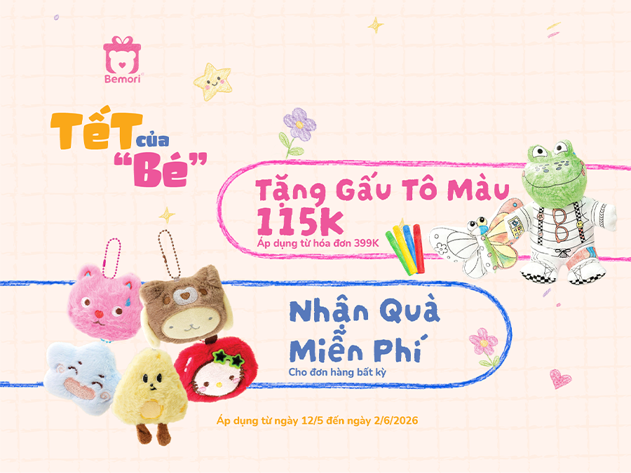 Tết Của Bé 1.6: Bemori Tặng Quà Miễn Phí Khi Mua Hàng